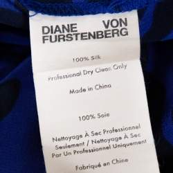 Pre Owned Diane von Furstenberg Royal Blue Printed Silk Sleeveless Jumpsuit S