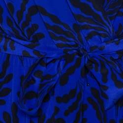 Pre Owned Diane von Furstenberg Royal Blue Printed Silk Sleeveless Jumpsuit S