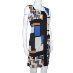Diane von Furstenberg Color Block Print Silk Mondrian Shift Dress S