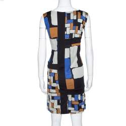 Diane von Furstenberg Color Block Print Silk Mondrian Shift Dress S