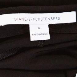 Pre Owned Diane von Furstenberg Navy Blue Wool & Silk Jewel Wrap Dress M