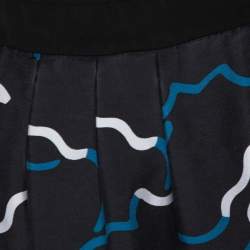 Pre Owned Diane von Furstenberg Black Printed Wool & Silk Jewel Wrap Dress M