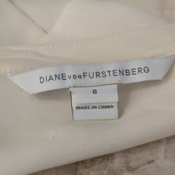 Diane von Furstenberg Cream Silk Ruffle Trim Adelaide Blouse M