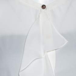 Diane von Furstenberg Cream Silk Ruffle Trim Adelaide Blouse M