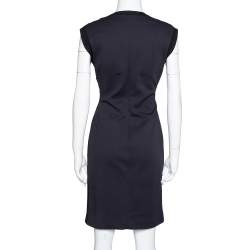 Pre Owned Diane von Furstenberg Black Tweed & Stretch Knit Trim Katherine Dress M