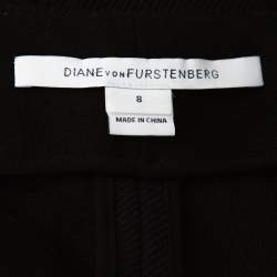 Pre Owned Diane von Furstenberg Black Tweed & Stretch Knit Trim Katherine Dress M