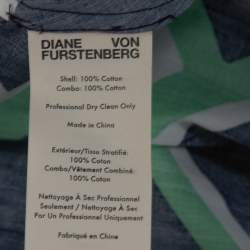 Pre Owned Diane von Furstenberg Navy Blue Printed Cotton Jeri Twist Front Dress S