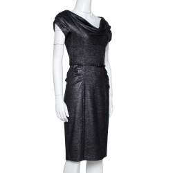 Pre Owned Diane von Furstenberg Black Lurex Wool Blend Ellen Marie Dress S