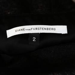Pre Owned Diane von Furstenberg Black Lurex Wool Blend Ellen Marie Dress S
