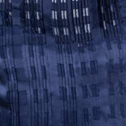 Pre Owned Diane von Furstenberg Navy Blue Check Patterned Satin Jumpsuit M