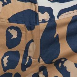Pre Owned Diane von Furstenberg Beige Animal Print Silk Ewan Capri Pants M