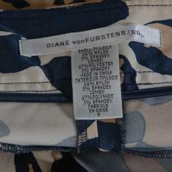 Pre Owned Diane von Furstenberg Beige Animal Print Silk Ewan Capri Pants M