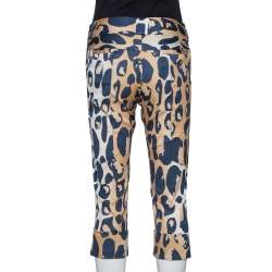 Pre Owned Diane von Furstenberg Beige Animal Print Silk Ewan Capri Pants M