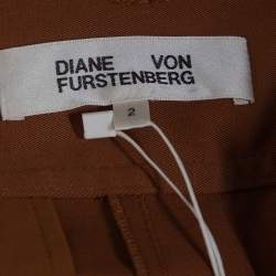Pre Owned Diane Von Furstenberg Caramel Cotton High Waisted Wide Leg Trousers S