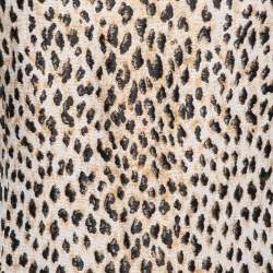 Pre Owned Diane von Furstenberg Cream Animal Pattern Jacquard Arianna Fitted Dress L