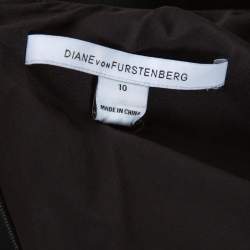 Pre Owned Diane von Furstenberg Cream Animal Pattern Jacquard Arianna Fitted Dress L