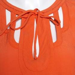 Pre Owned Diane Von Furstenberg  Orange Crepe Cutout Detail Kea Shift Dress L 