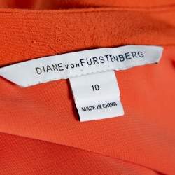 Pre Owned Diane Von Furstenberg  Orange Crepe Cutout Detail Kea Shift Dress L 