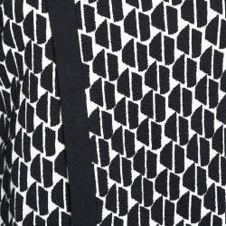 Pre Owned Diane Von Furstenberg Black & Cream Textured Knit Patricia Hounds Jacket L