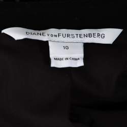 Pre Owned Diane Von Furstenberg Black & Cream Textured Knit Patricia Hounds Jacket L