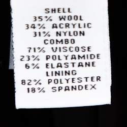 Pre Owned Diane Von Furstenberg Black & Cream Textured Knit Patricia Hounds Jacket L