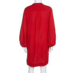 Pre Owned Diane Von Furstenberg Brick Red Silk Crepe Tanyana Dress S