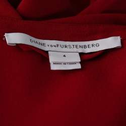 Pre Owned Diane Von Furstenberg Brick Red Silk Crepe Tanyana Dress S