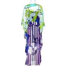 Pre Owned Diane von Furstenberg Multicolor Printed Silk Sheer Anushka Kaftan M
