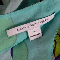 Pre Owned Diane von Furstenberg Multicolor Printed Silk Sheer Anushka Kaftan M