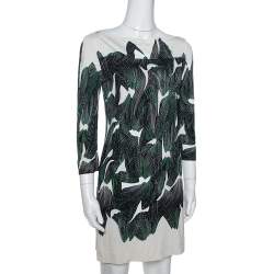 Pre Owned Diane von Furstenberg Cream Abstract Print Silk Ruri Shift Dress S