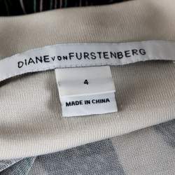 Pre Owned Diane von Furstenberg Cream Abstract Print Silk Ruri Shift Dress S