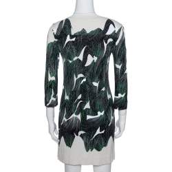 Pre Owned Diane von Furstenberg Cream Abstract Print Silk Ruri Shift Dress S