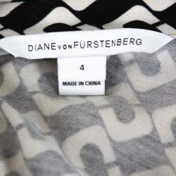 Pre Owned Diane Von Furstenberg Black Chain Link Silk New Jeanne Two Wrap Dress S