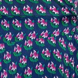 Pre Owned Diane von Furstenberg Navy Blue Floral Print Silk Irina Wrap Dress S