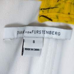 Pre Owned Diane von Furstenberg Yellow Floral Print Silk Lillie Maxi Dress M