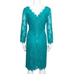 Pre Owned Diane von Furstenberg Zephyr Green Lace Zarita Dress L