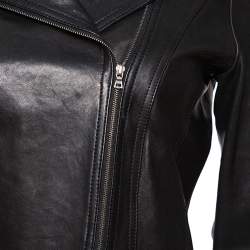Pre Owned Diane von Furstenberg Black Leather Bikerita Jacket M