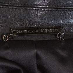 Pre Owned Diane von Furstenberg Black Leather Bikerita Jacket M