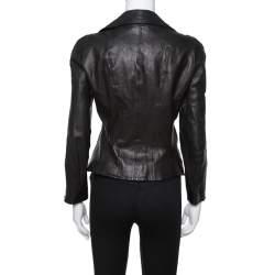 Pre Owned Diane von Furstenberg Black Leather Bikerita Jacket M
