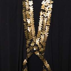Pre Owned Diane von Furstenberg Black Silk Gold Sequin Embellished Ellowyn Vest M