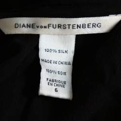Pre Owned Diane von Furstenberg Black Silk Gold Sequin Embellished Ellowyn Vest M