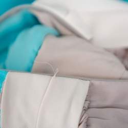 Pre Owned Diane von Furstenberg Blue Sateen & Crepe Wrap Effect Darleena Dress M