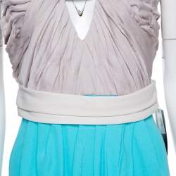 Pre Owned فستان ديان فون فرستبيرغ "دارلينا" نمط ملتف كريب و ساتان أزرق مقاس صغير (سمول)