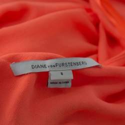 Pre Owned Diane von Furstenberg Neon Orange Crepe Liluye One Shoulder Dress M