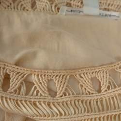 Pre Owned Diane von Furstenberg Cream Crochet Macrame Solar Belted Dress M