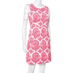 Pre Owned Diane von Furstenberg Pink & White Floral Stamp Carpreena Mini Dress M