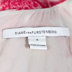 Pre Owned Diane von Furstenberg Pink & White Floral Stamp Carpreena Mini Dress M