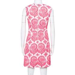 Pre Owned Diane von Furstenberg Pink & White Floral Stamp Carpreena Mini Dress M