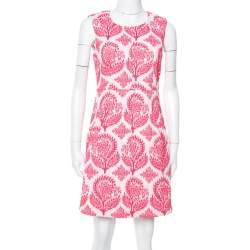 Pre Owned Diane von Furstenberg Pink & White Floral Stamp Carpreena Mini Dress M