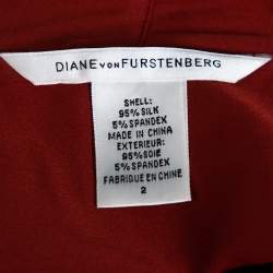 Pre Owned Diane von Furstenberg Burnt Orange Silk Cross Over Front Issie Blouse S